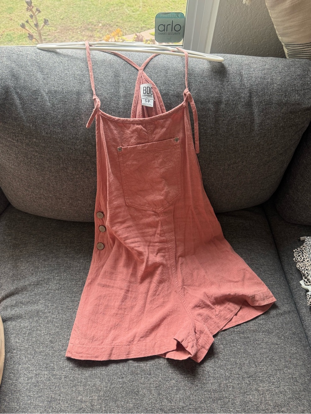 BDG Pink Linen Blend Romper